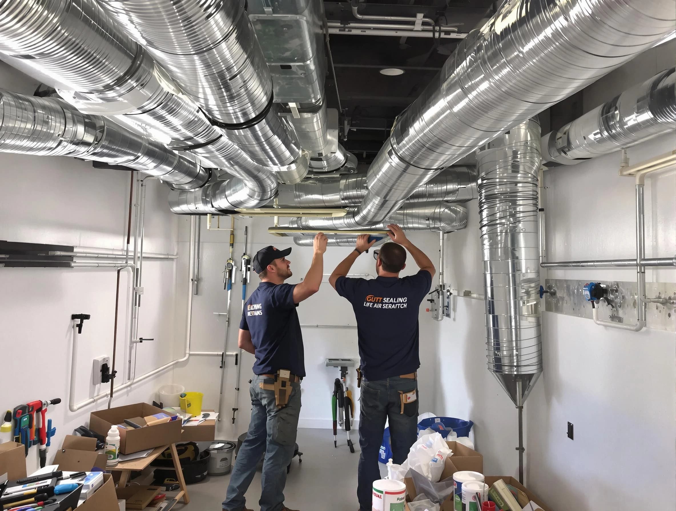 Sandia Heights Air Duct Cleaning technician applying professional duct sealing solutions in Sandia Heights