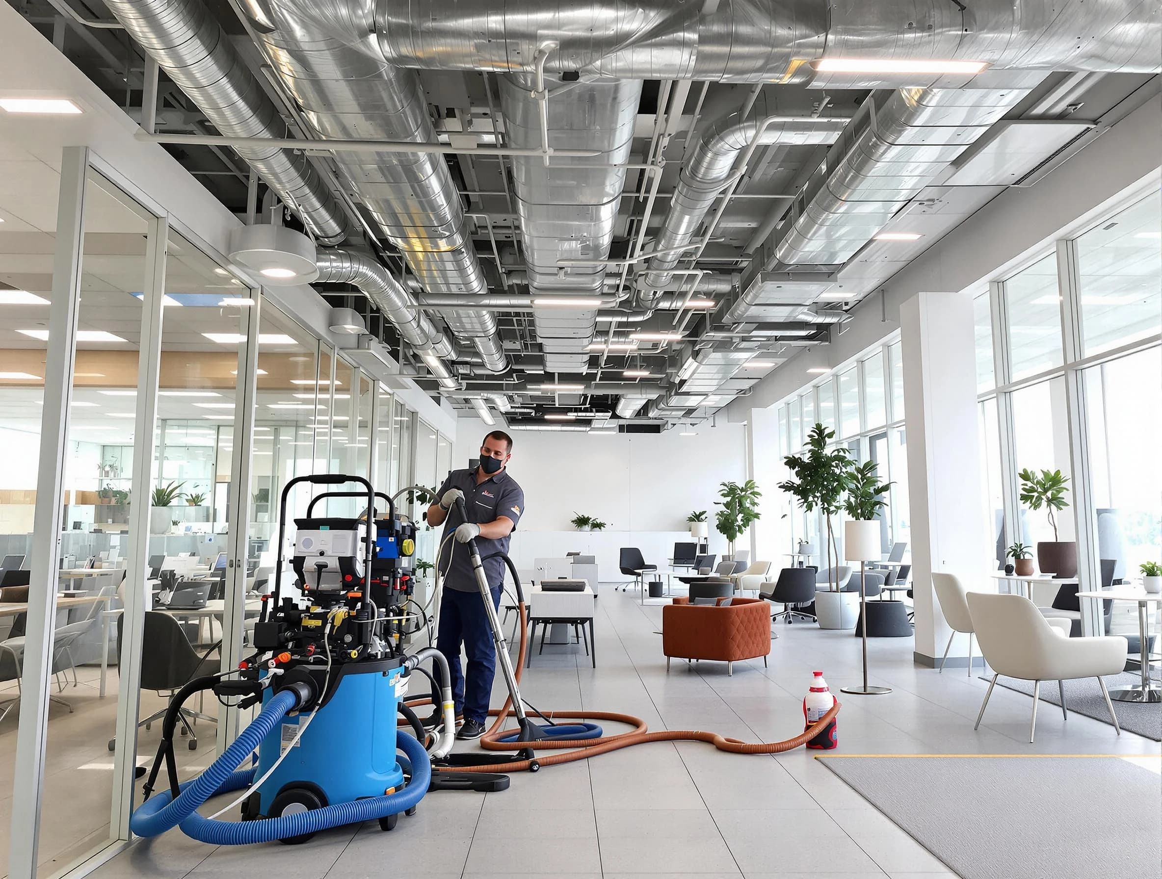 Sandia Heights Air Duct Cleaning team conducting comprehensive commercial duct cleaning at a business location in Sandia Heights