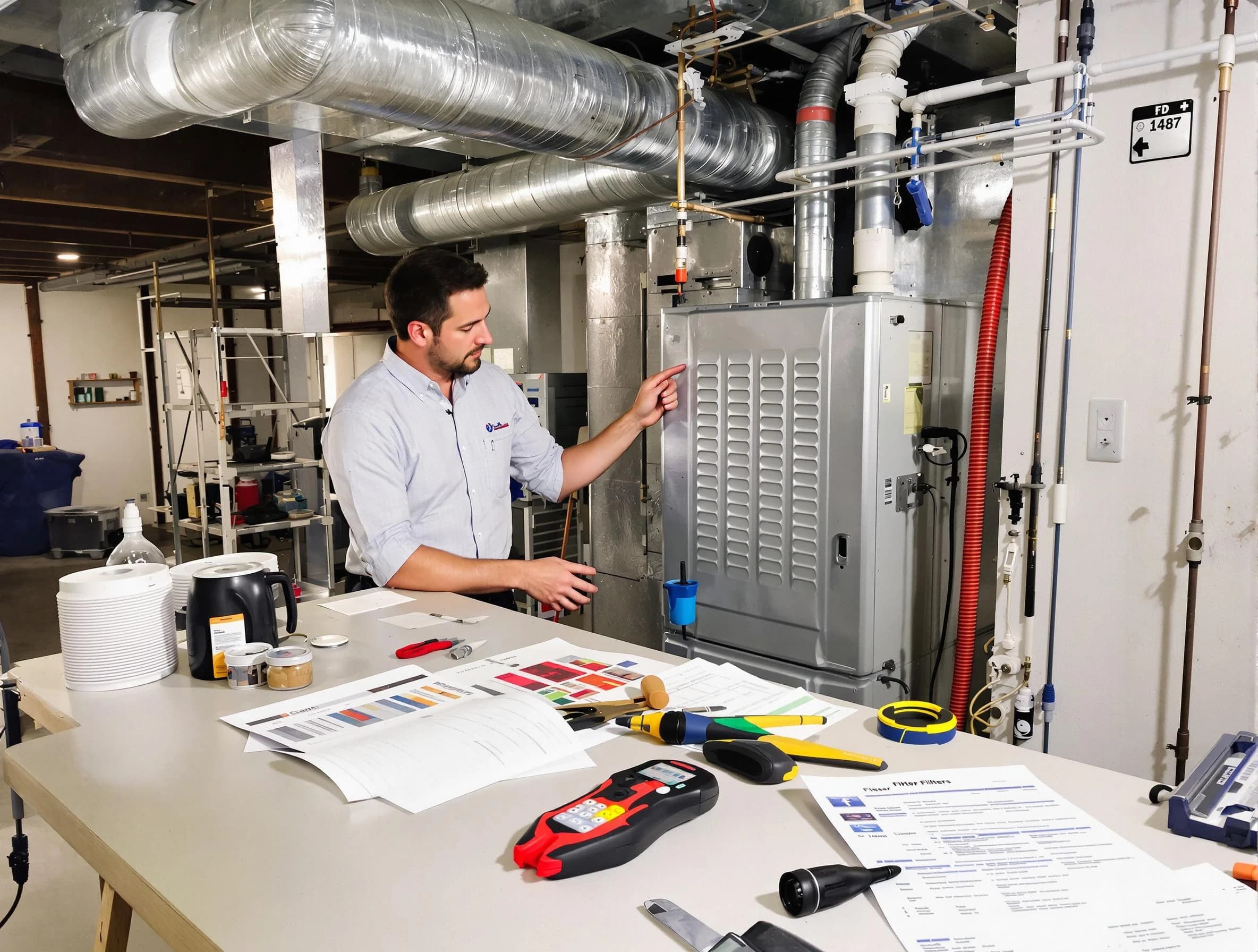 Sandia Heights Air Duct Cleaning inspector conducting detailed filter system evaluation using professional diagnostic tools in Sandia Heights