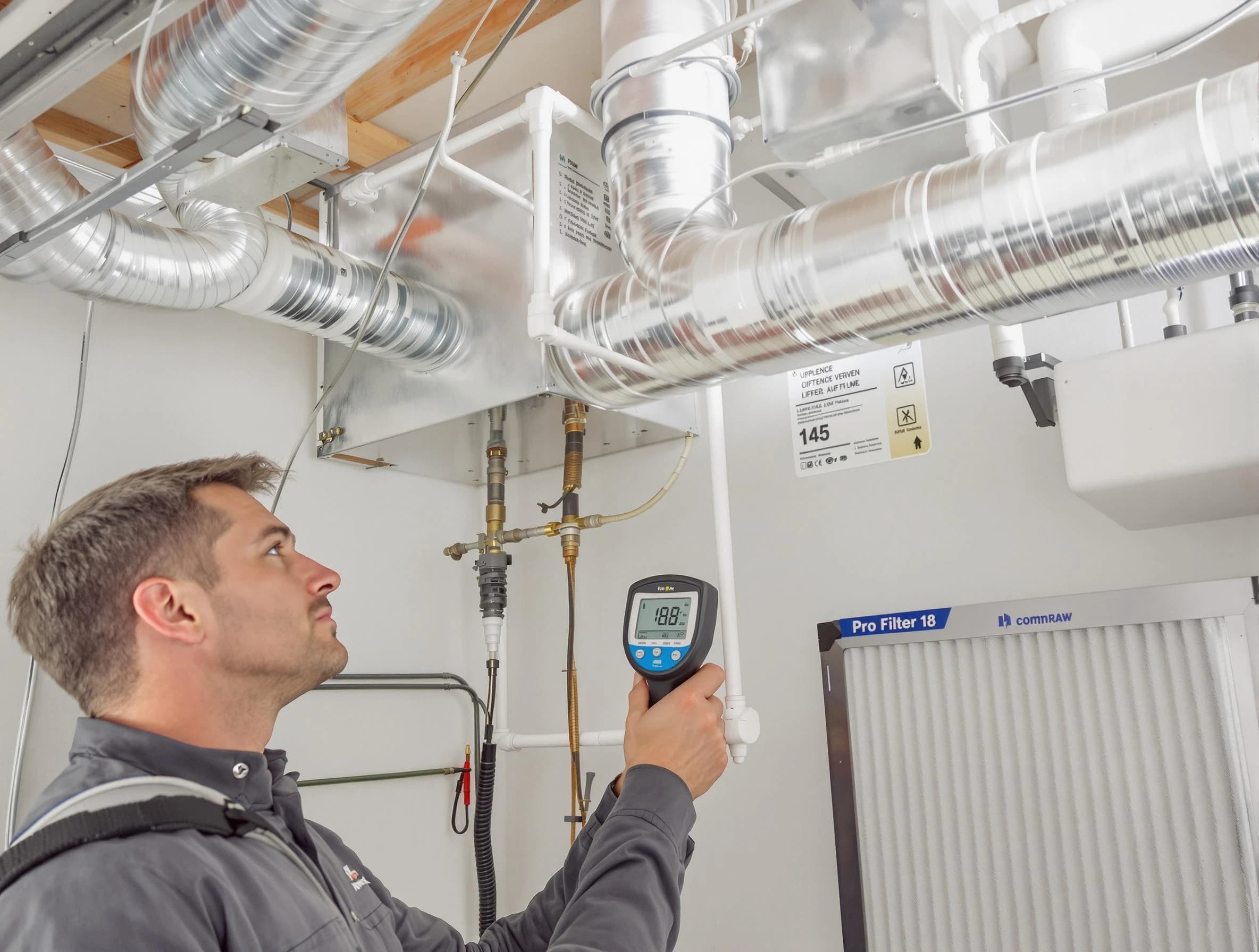 Sandia Heights Air Duct Cleaning expert conducting detailed filter system inspection using diagnostic tools in Sandia Heights