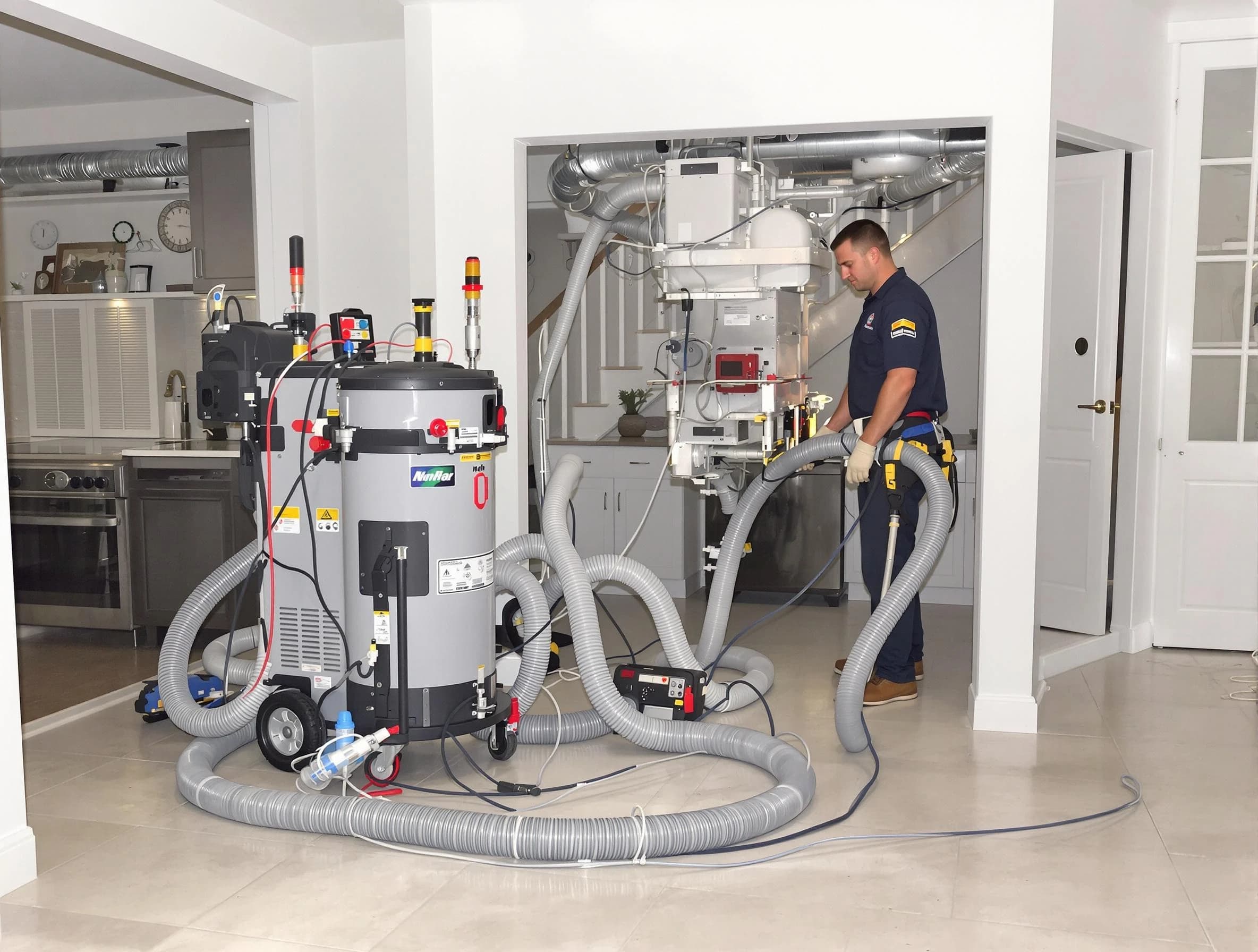 Sandia Heights Air Duct Cleaning technician operating negative pressure cleaning equipment for thorough duct maintenance in Sandia Heights
