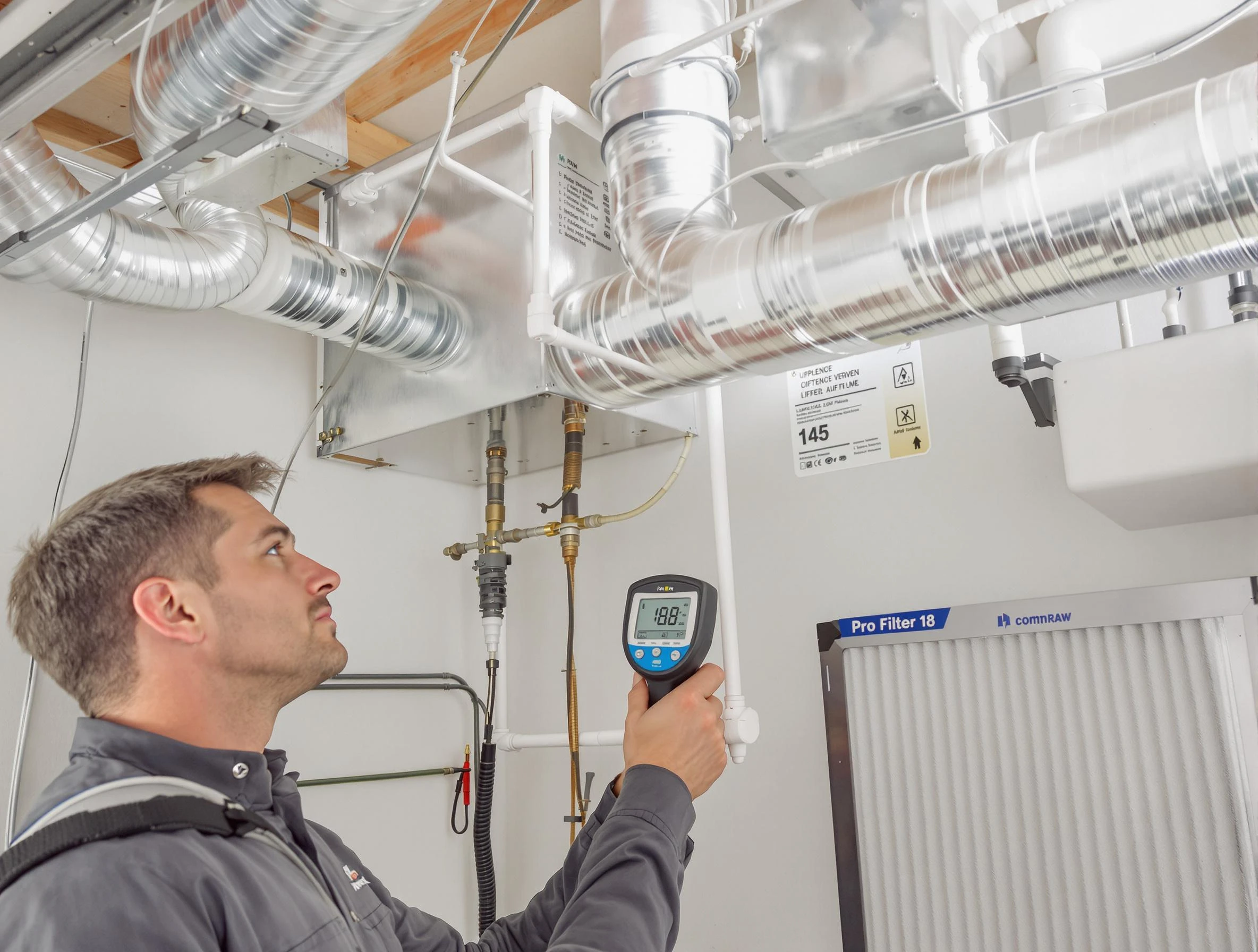 Sandia Heights Air Duct Cleaning expert conducting detailed filter system inspection using diagnostic tools in Sandia Heights